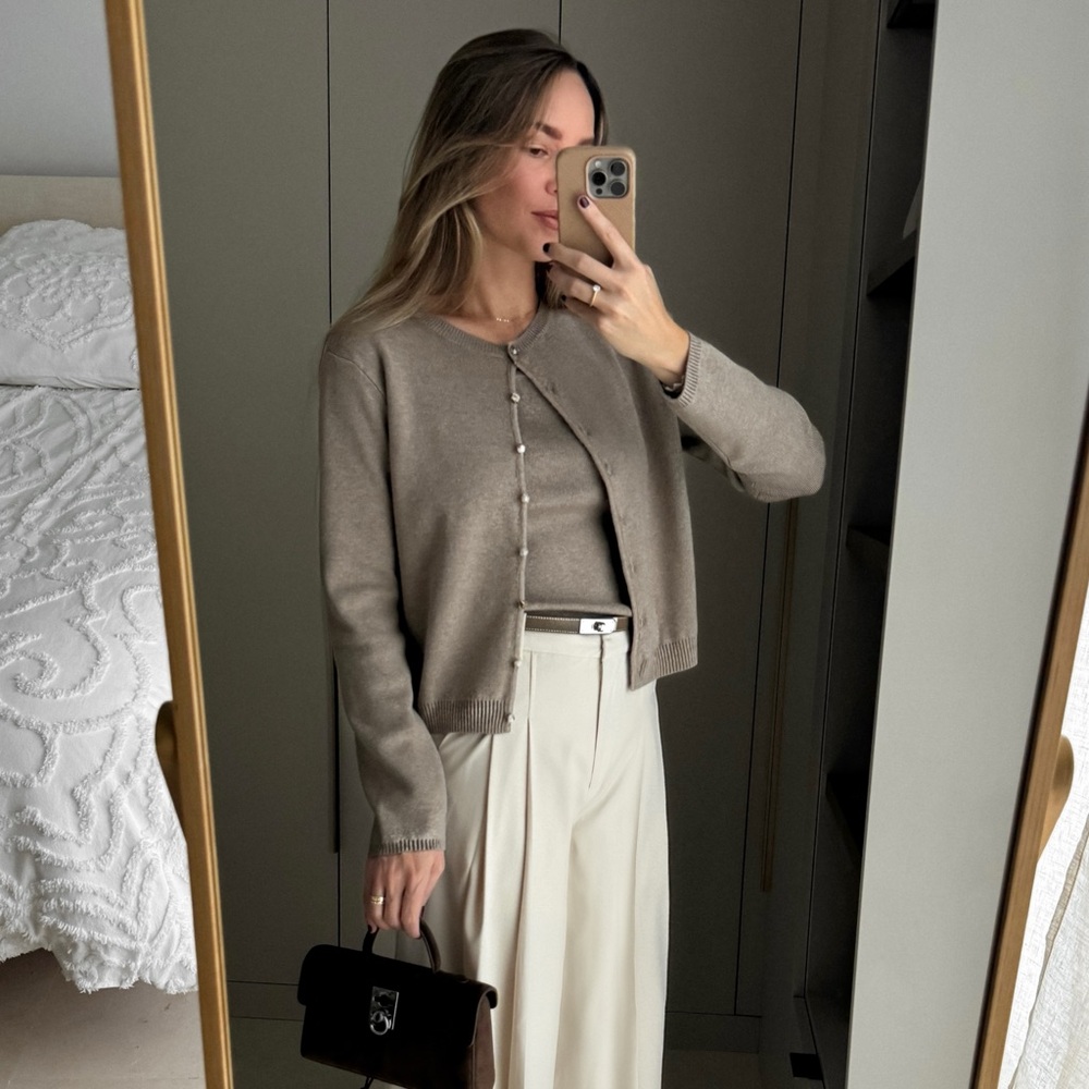 Crescent Brown Cardigan and Tank Top Set, Size S - Picture 4 of 6